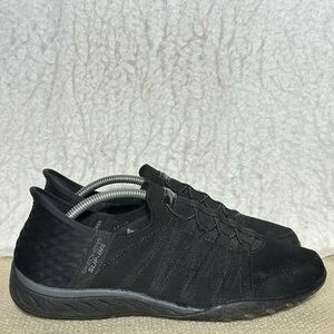 Skechers Womens Black Slip-Ins Relaxed Fit:Breathe Easy Roll w/Me Sneakers SZ 9